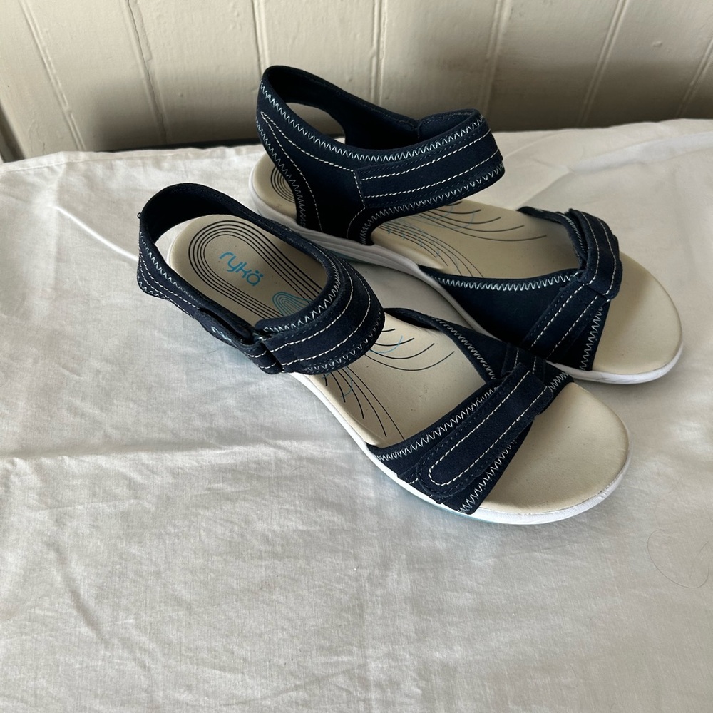Ryka Tensile Navy Leather & Fabric Sport Sandals -Women’s Size 10 Wide/New